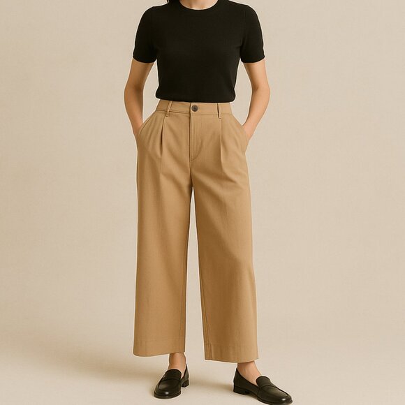 Rag & Bone Tan Dark Khaki Ivy Wide Leg Ankle Length Culotte Pant - Picture 1 of 10